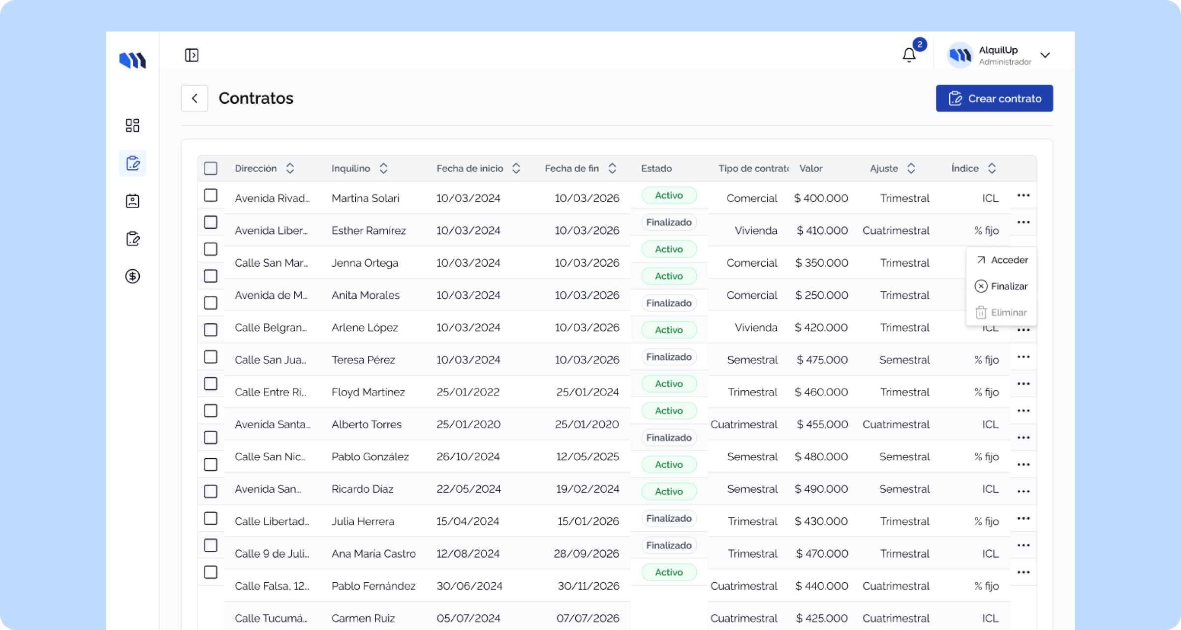 Contratos siempre actualizados
